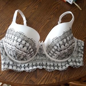 White and gray lace bra